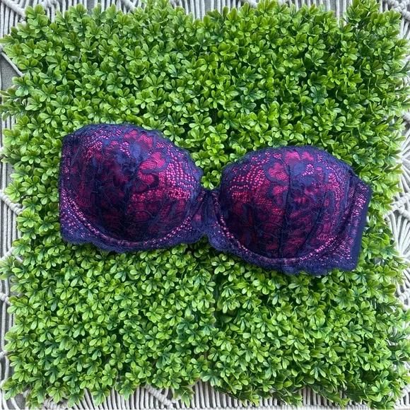 New PINK Victoria’s Secret Multi Way Bra Size 36C Navy Lace / Pink