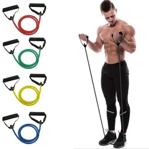 New Resistance Bands With Handles – Adjustable Resistance 15 lbs, Durable Rubber for Full-Body Strength Training, Portable and Convenient