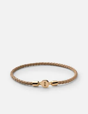 Nexus Leather Bracelet, Gold Vermeil