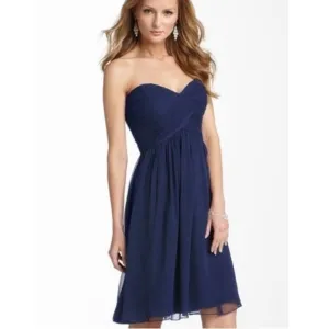 NWT Ann Taylor Silk Strappless Navy Blue Dress