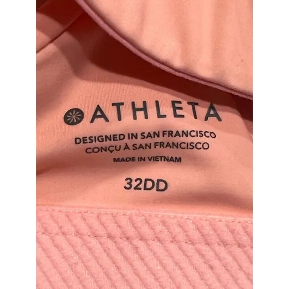 NWT ATHLETA Advance Zip Front Bra Sz 32DD Peach Orange