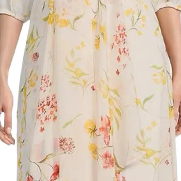 NWT Calvin Klein White Floral Midi Dress Womens Size 10