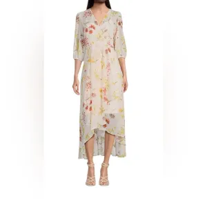 NWT Calvin Klein White Floral Midi Dress Womens Size 10