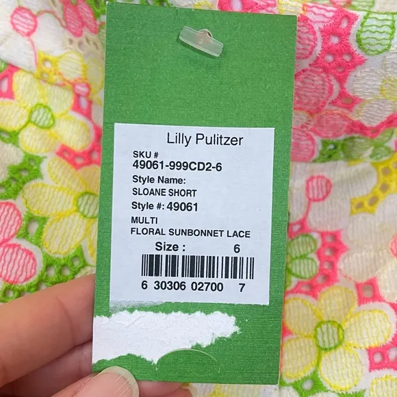 NWT Lilly Pulitzer Floral Sunbonnet Lace Sloane Shorts Size 6