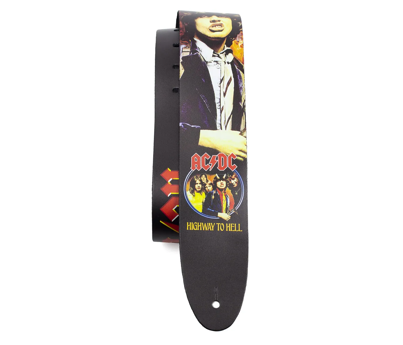 OFFICIAL LICENSING AC/DC HIGHWAY TO HELL PRINTED LEATHER GUITAR STRAP