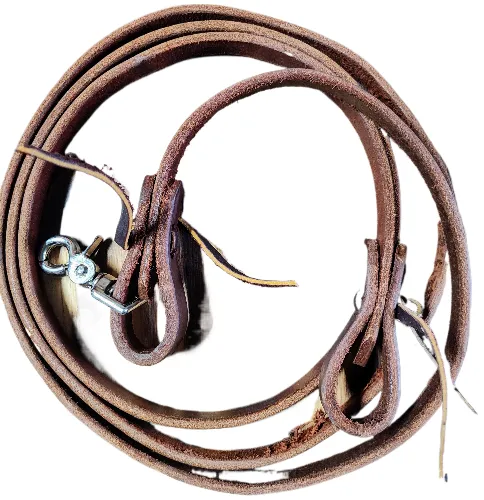 OILED LEATHER BARREL/ROPING REIN WITH SNAP