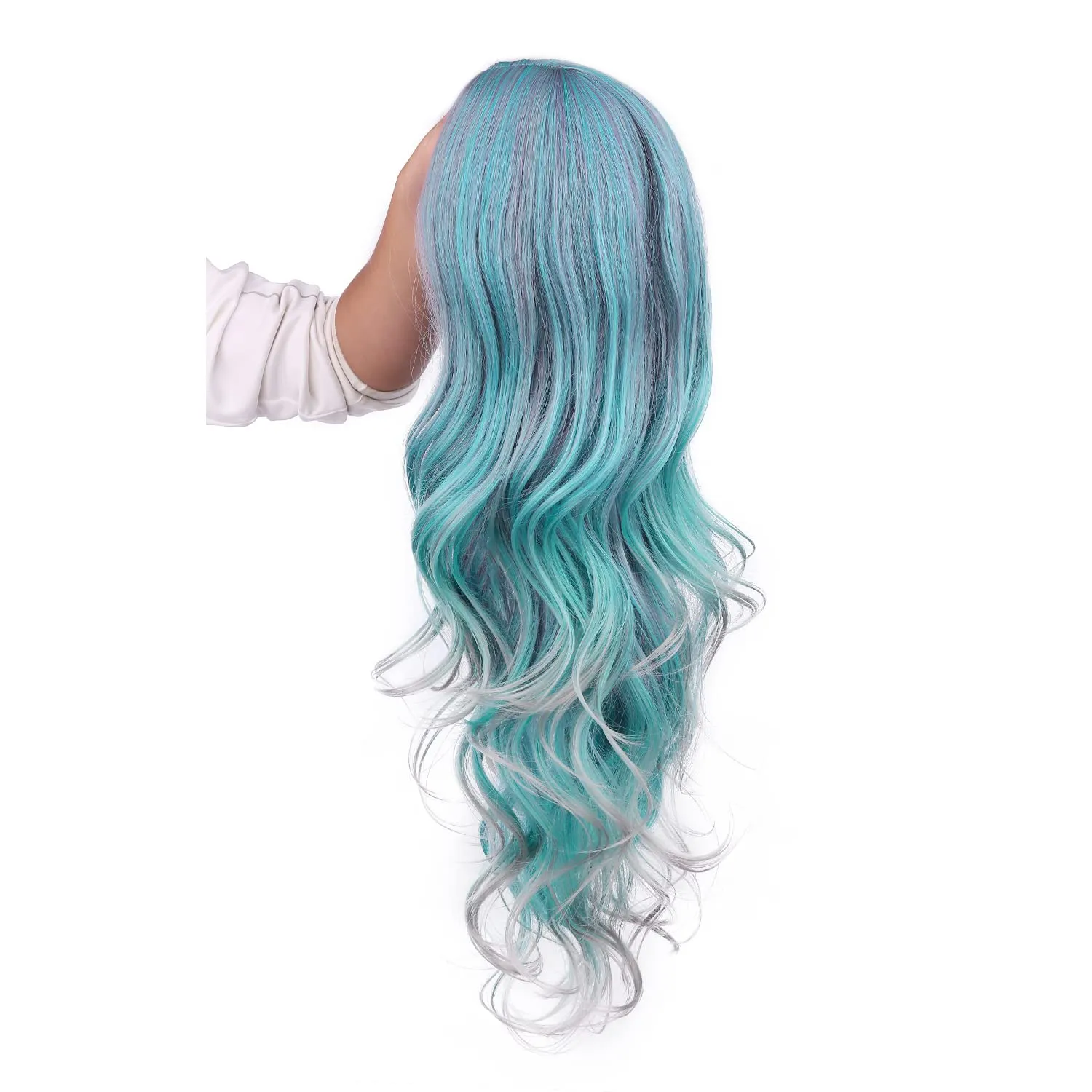 Ombre Rainbow Blue Curly Wigs