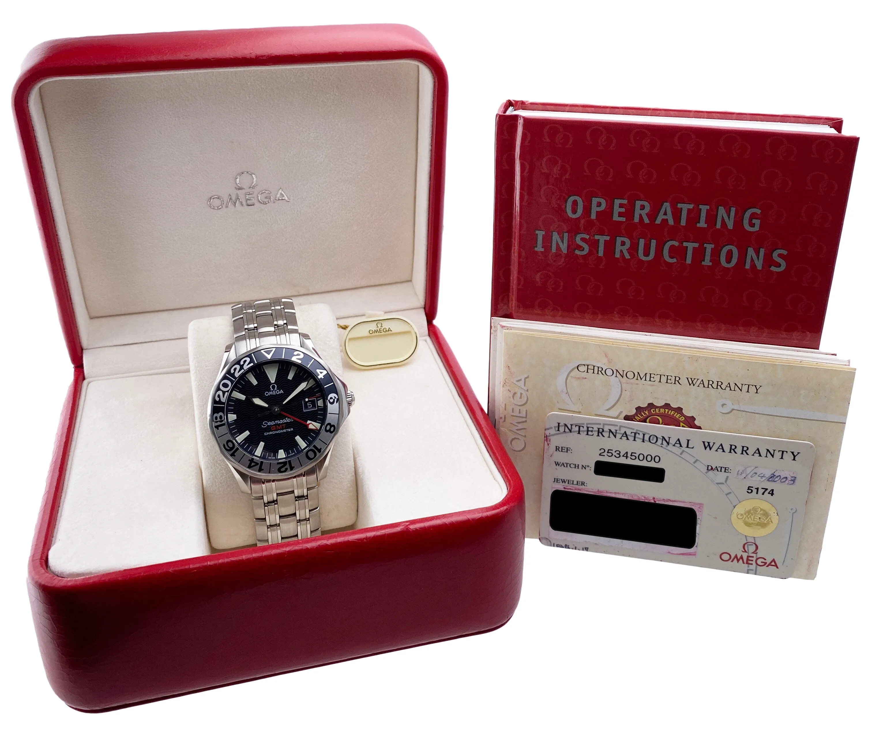 Omega Seamaster GMT 2534.50.00 50th Anniversary Mens Watch Box Papers