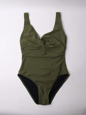 One Piece Underwire Knot Twist In Olive