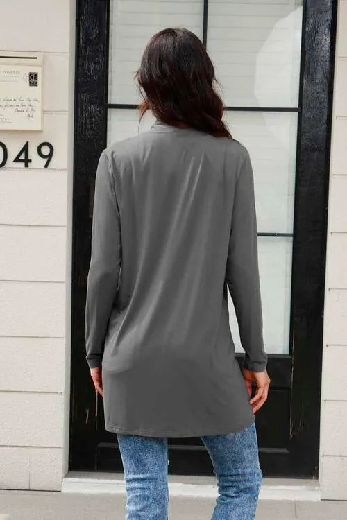 Open Front Long Sleeve Cardigan with Pockets 5 Colors
