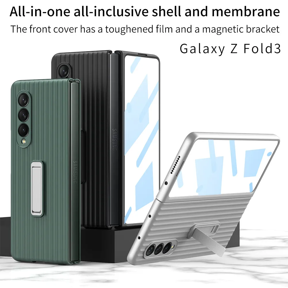 Outer Screen Glass Luggage Design Case For Samsung Galaxy Z Fold 3 5G Anti-knock Plastic Cover For Samsung Z Fold 3 5G Case