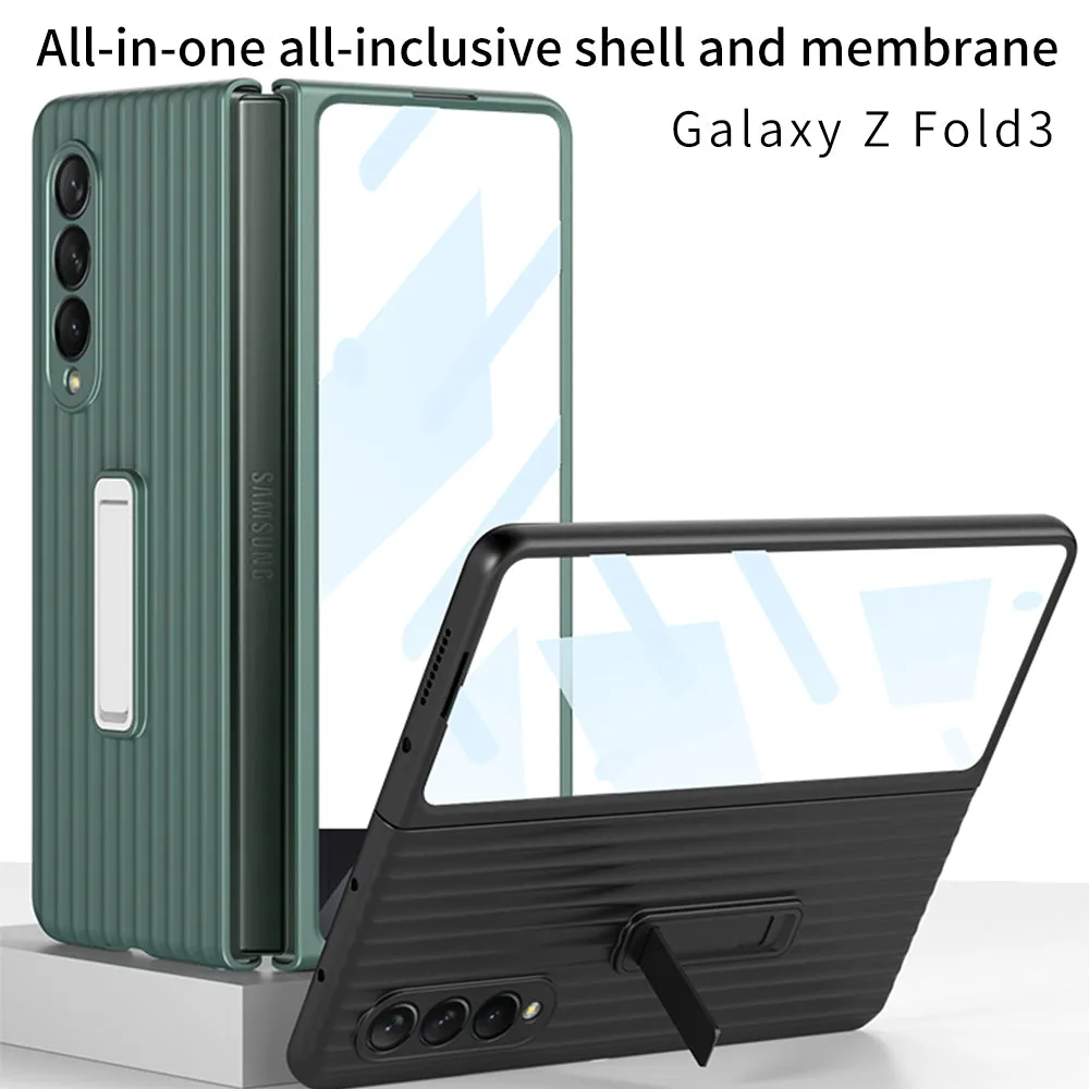 Outer Screen Glass Luggage Design Case For Samsung Galaxy Z Fold 3 5G Anti-knock Plastic Cover For Samsung Z Fold 3 5G Case