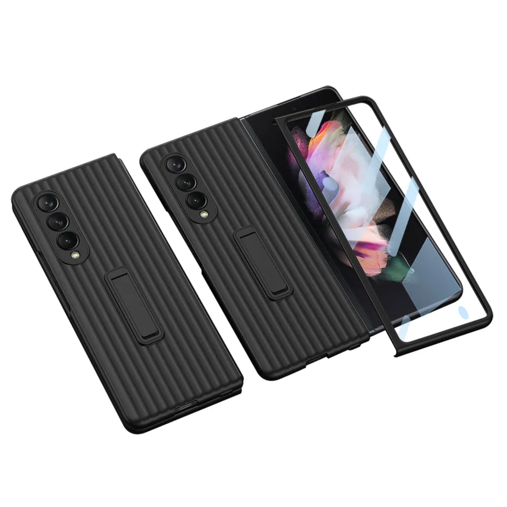 Outer Screen Glass Luggage Design Case For Samsung Galaxy Z Fold 3 5G Anti-knock Plastic Cover For Samsung Z Fold 3 5G Case