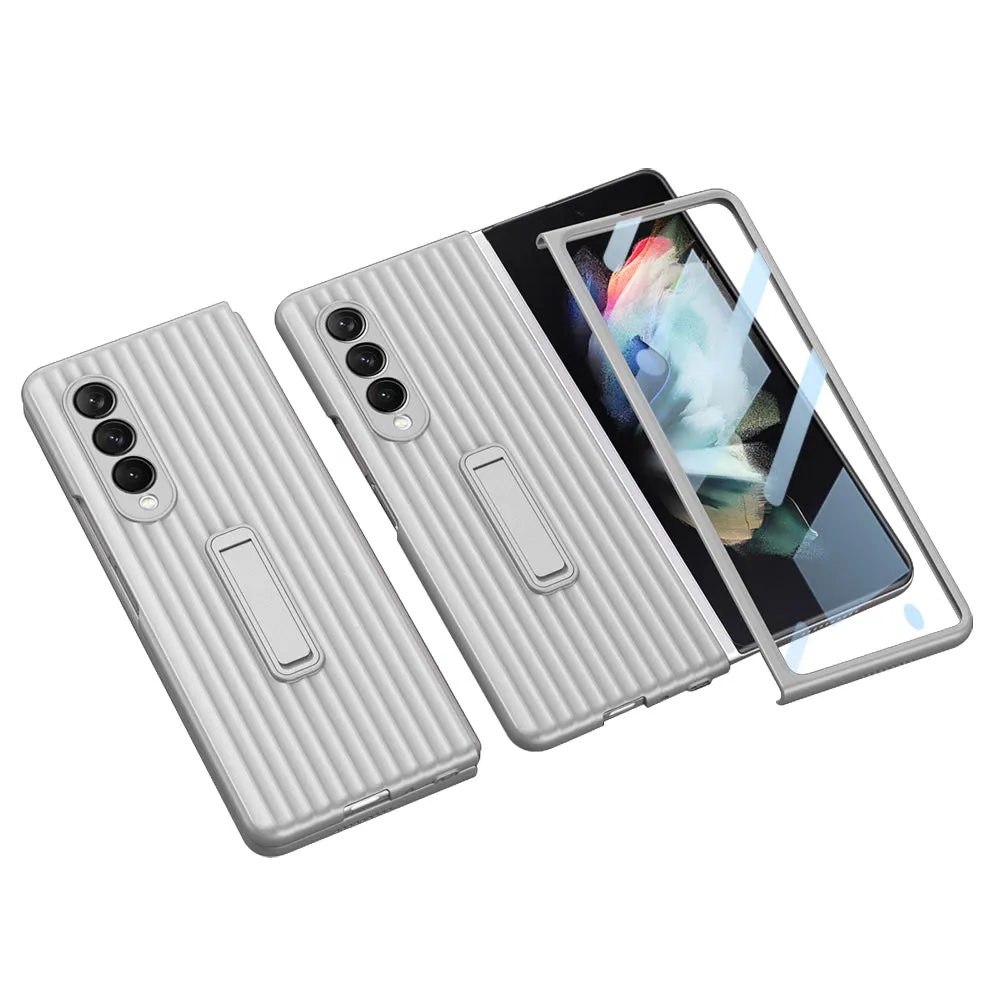 Outer Screen Glass Luggage Design Case For Samsung Galaxy Z Fold 3 5G Anti-knock Plastic Cover For Samsung Z Fold 3 5G Case