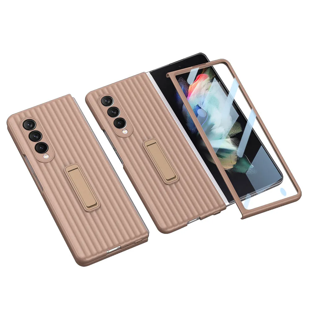 Outer Screen Glass Luggage Design Case For Samsung Galaxy Z Fold 3 5G Anti-knock Plastic Cover For Samsung Z Fold 3 5G Case
