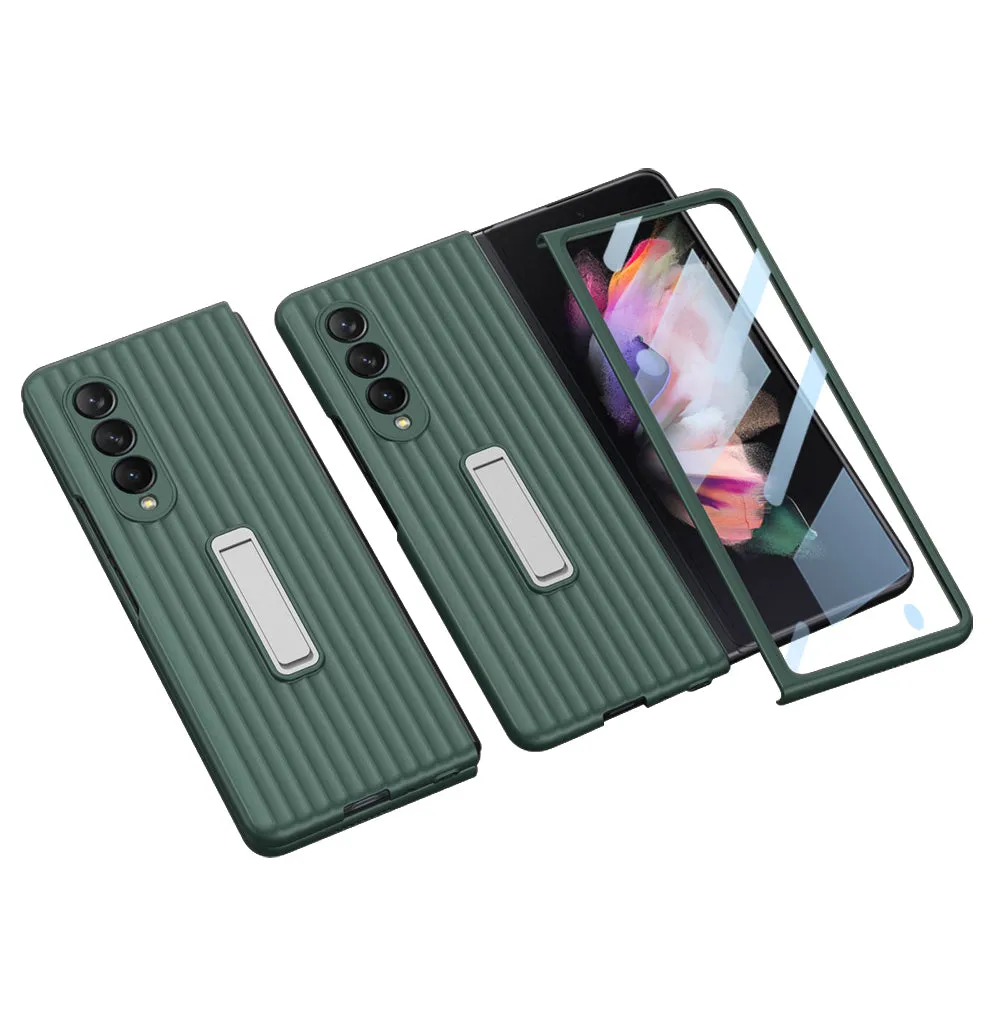 Outer Screen Glass Luggage Design Case For Samsung Galaxy Z Fold 3 5G Anti-knock Plastic Cover For Samsung Z Fold 3 5G Case
