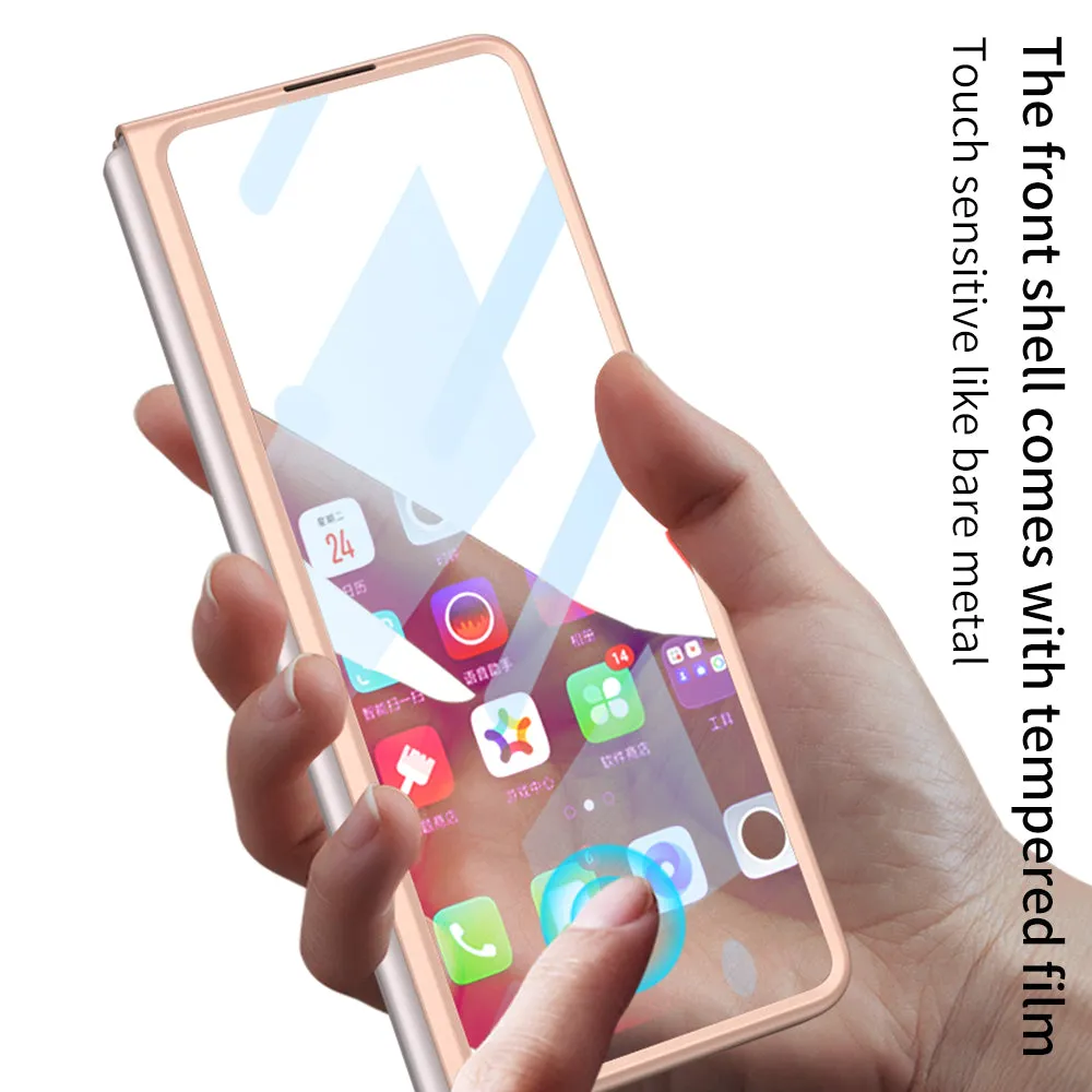 Outer Screen Glass Luggage Design Case For Samsung Galaxy Z Fold 3 5G Anti-knock Plastic Cover For Samsung Z Fold 3 5G Case