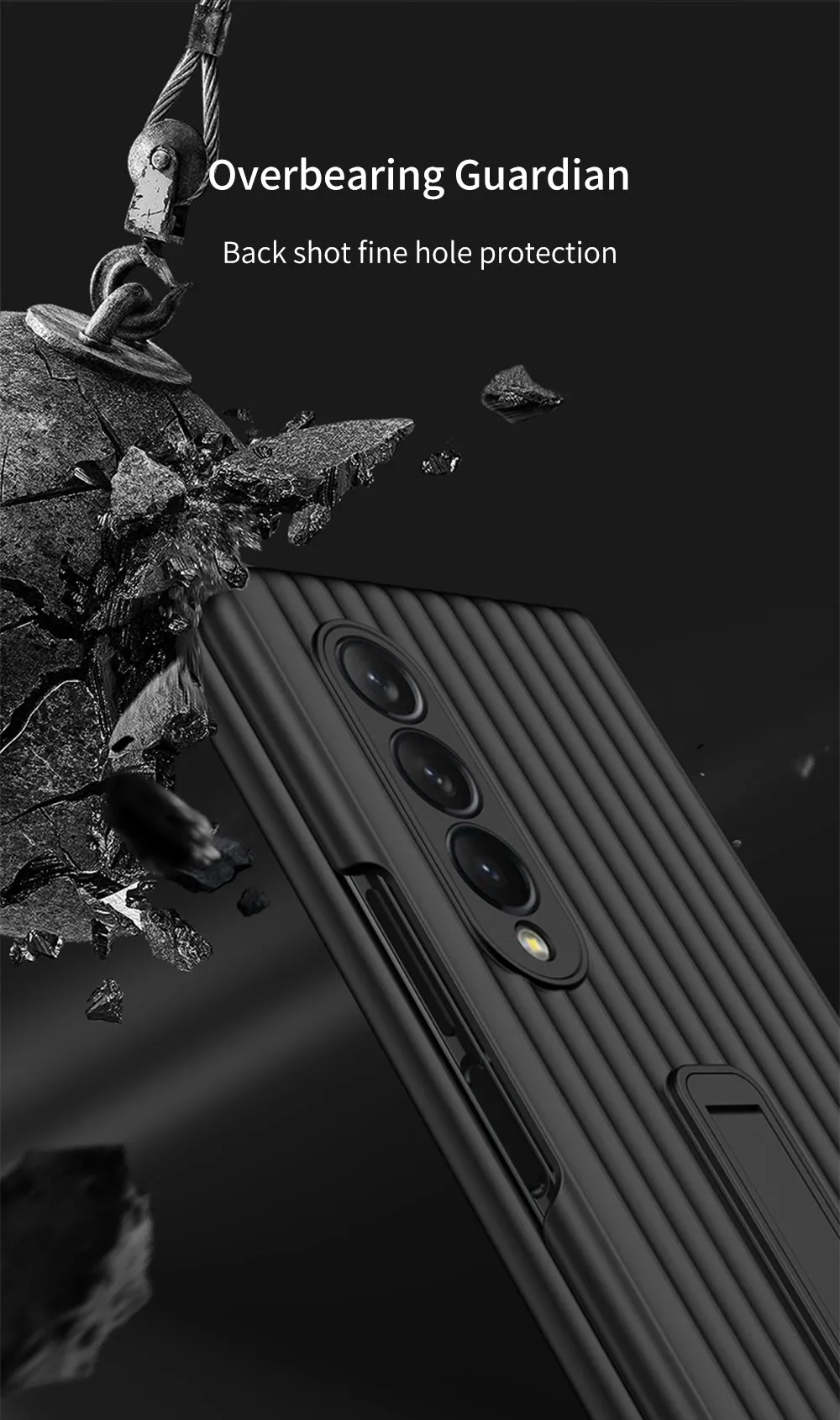 Outer Screen Glass Luggage Design Case For Samsung Galaxy Z Fold 3 5G Anti-knock Plastic Cover For Samsung Z Fold 3 5G Case