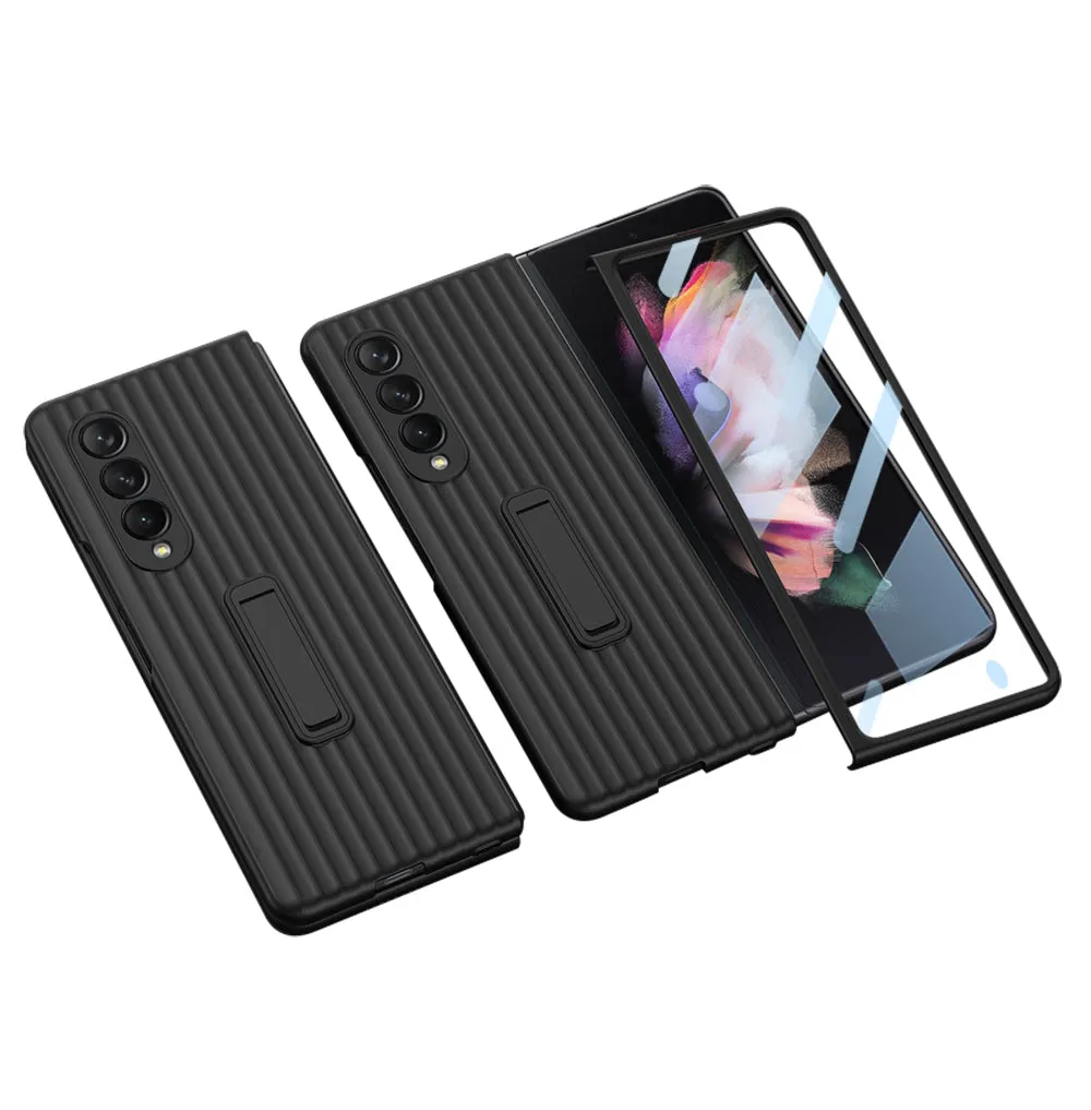 Outer Screen Glass Luggage Design Case For Samsung Galaxy Z Fold 3 5G Anti-knock Plastic Cover For Samsung Z Fold 3 5G Case