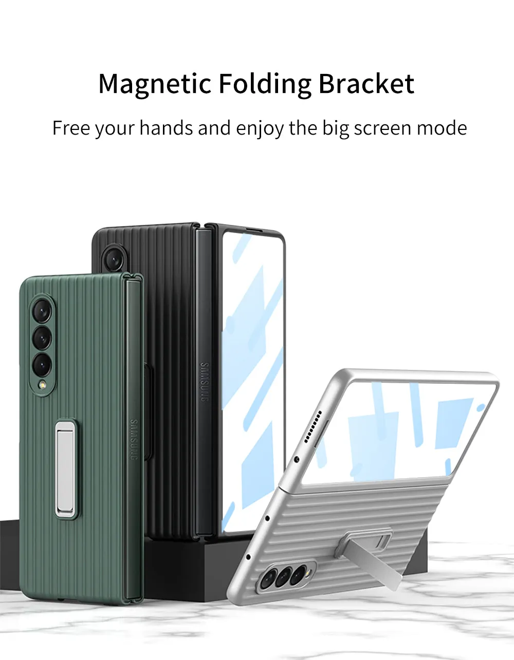 Outer Screen Glass Luggage Design Case For Samsung Galaxy Z Fold 3 5G Anti-knock Plastic Cover For Samsung Z Fold 3 5G Case