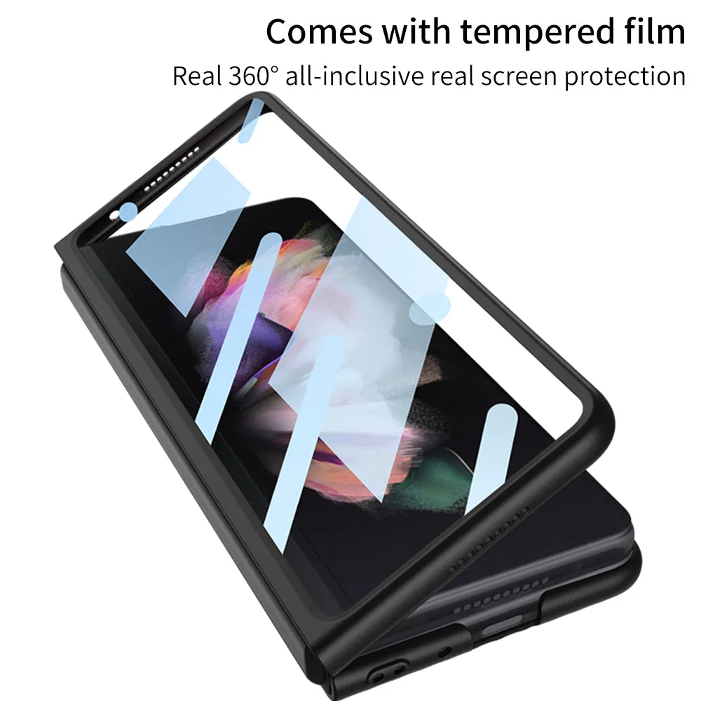 Outer Screen Glass Luggage Design Case For Samsung Galaxy Z Fold 3 5G Anti-knock Plastic Cover For Samsung Z Fold 3 5G Case