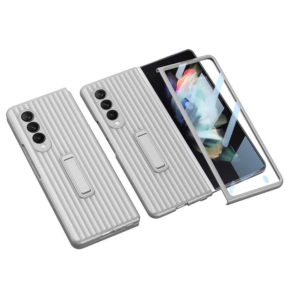 Outer Screen Glass Luggage Design Case For Samsung Galaxy Z Fold 3 5G Anti-knock Plastic Cover For Samsung Z Fold 3 5G Case