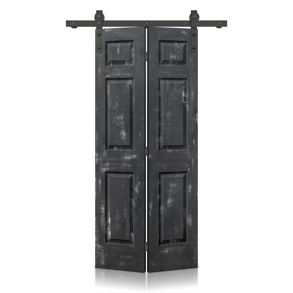 Paneled MDF Composite Bifold Barn Door with Installation Hardware Kit Calhome Size: 24" x 80" Finish: Antique Black