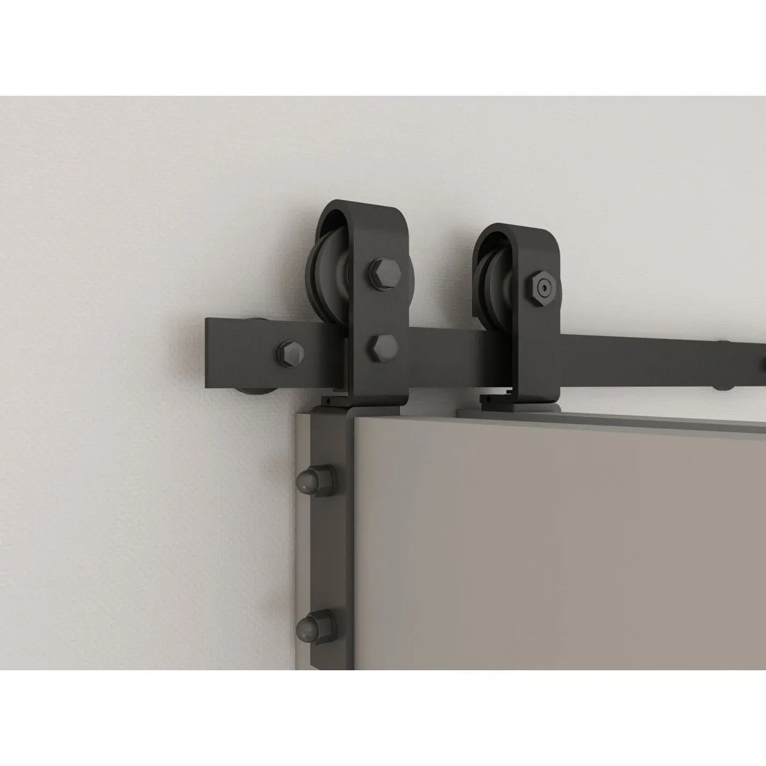 Paneled MDF Composite Bifold Barn Door with Installation Hardware Kit Calhome Size: 24" x 80" Finish: Antique Black