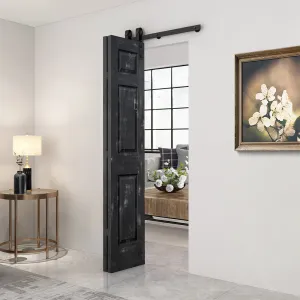 Paneled MDF Composite Bifold Barn Door with Installation Hardware Kit Calhome Size: 24" x 80" Finish: Antique Black