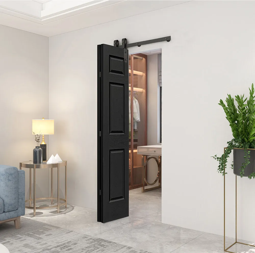 Paneled MDF Composite Bifold Barn Door with Installation Hardware Kit Calhome Size: 24" x 80" Finish: Black
