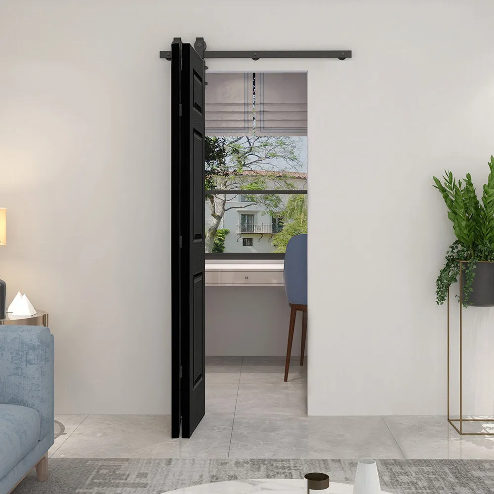 Paneled MDF Composite Bifold Barn Door with Installation Hardware Kit Calhome Size: 24" x 80" Finish: Black
