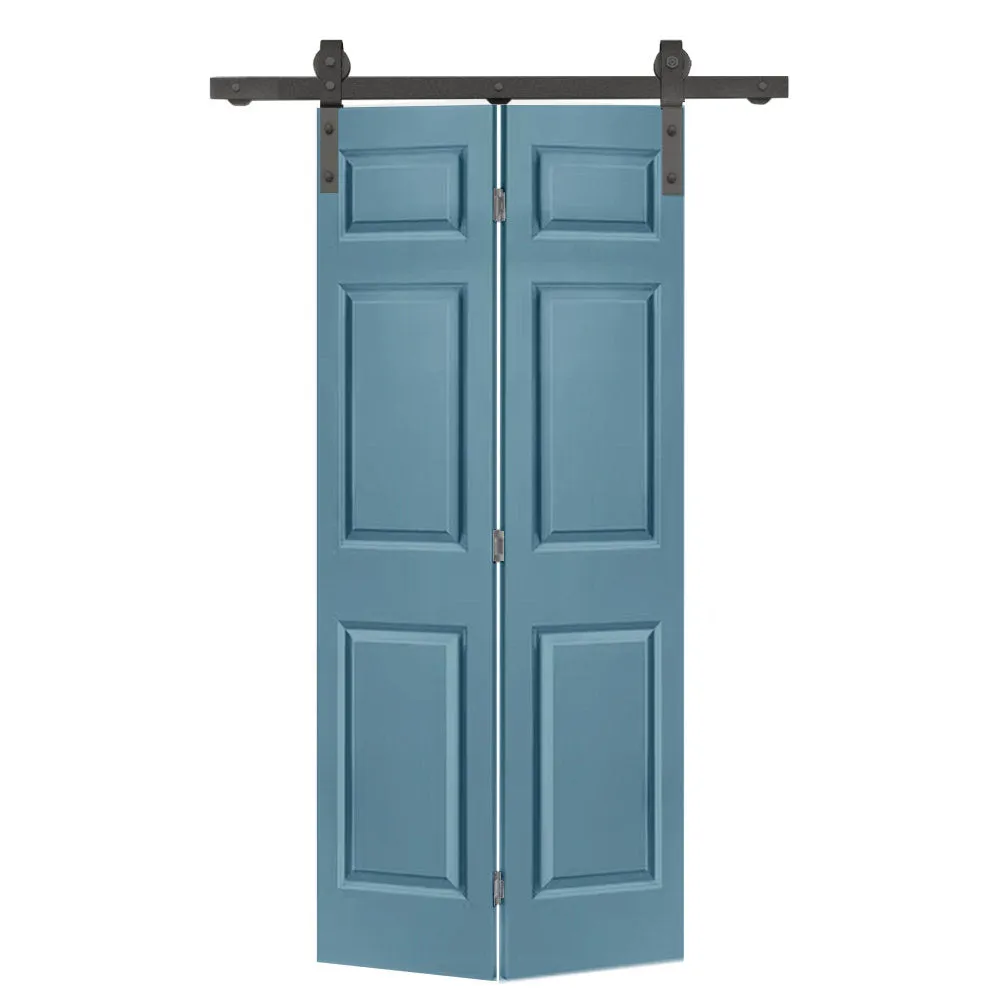 Paneled MDF Composite Bifold Barn Door with Installation Hardware Kit Calhome Size: 24" x 80" Finish: Dignity Blue