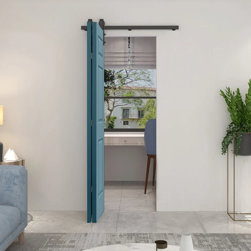 Paneled MDF Composite Bifold Barn Door with Installation Hardware Kit Calhome Size: 24" x 80" Finish: Dignity Blue