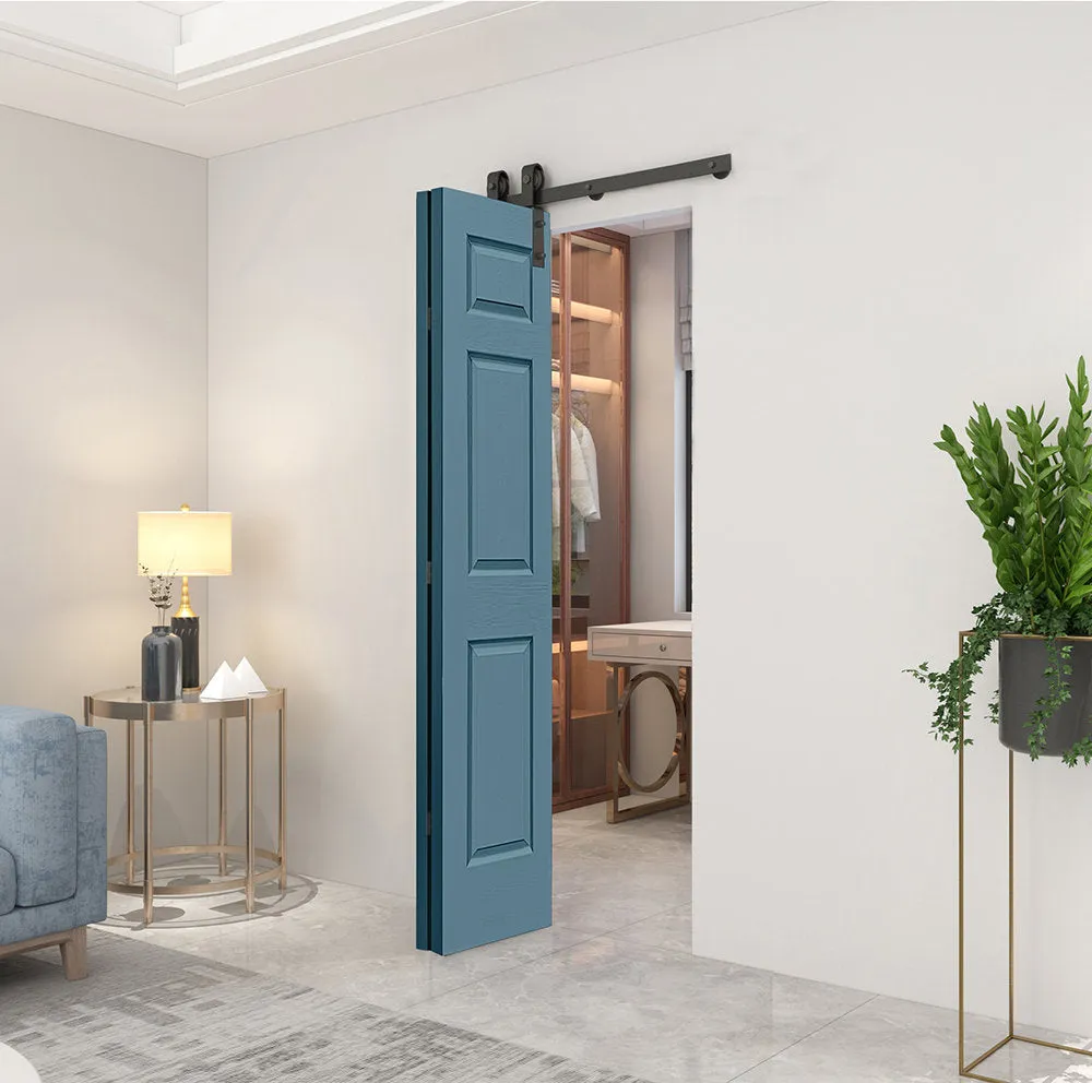 Paneled MDF Composite Bifold Barn Door with Installation Hardware Kit Calhome Size: 24" x 80" Finish: Dignity Blue