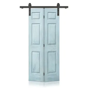 Paneled MDF Composite Bifold Barn Door with Installation Hardware Kit Calhome Size: 24" x 80" Finish: Vintage Denim Blue