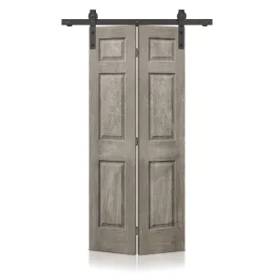 Paneled MDF Composite Bifold Barn Door with Installation Hardware Kit Calhome Size: 24" x 80" Finish: Vintage Gray