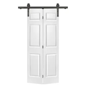 Paneled MDF Composite Bifold Barn Door with Installation Hardware Kit Calhome Size: 24" x 80" Finish: White