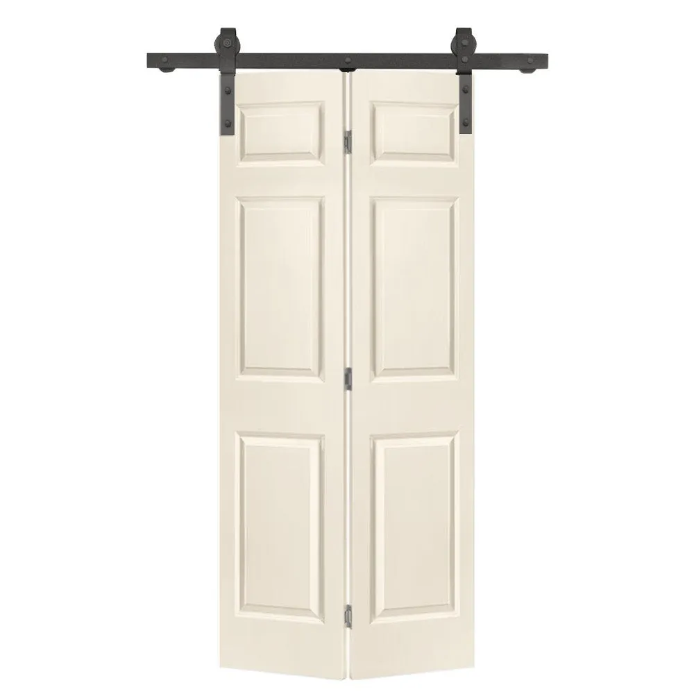Paneled MDF Composite Bifold Barn Door with Installation Hardware Kit Calhome Size: 24" x 84" Finish: Beige