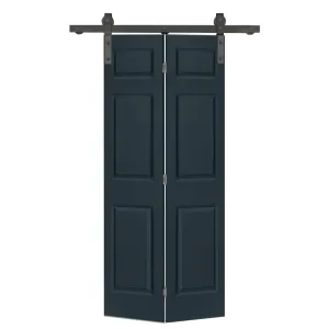 Paneled MDF Composite Bifold Barn Door with Installation Hardware Kit Calhome Size: 30" x 84" Finish: Charcoal Gray