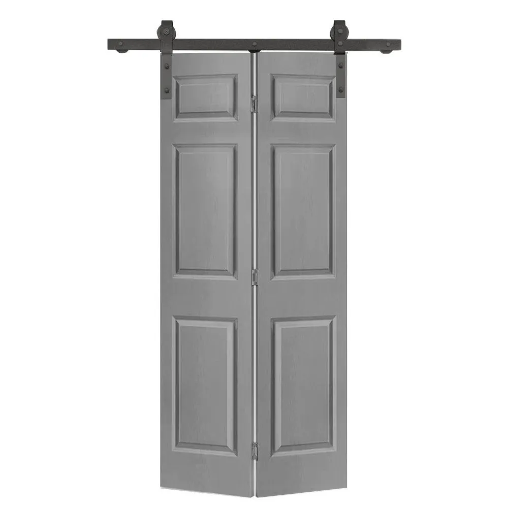 Paneled MDF Composite Bifold Barn Door with Installation Hardware Kit Calhome Size: 30" x 84" Finish: Light Gray