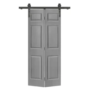 Paneled MDF Composite Bifold Barn Door with Installation Hardware Kit Calhome Size: 30" x 84" Finish: Light Gray