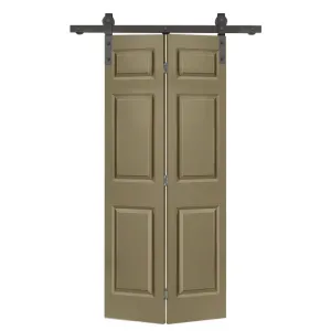 Paneled MDF Composite Bifold Barn Door with Installation Hardware Kit Calhome Size: 30" x 84" Finish: Olive Green