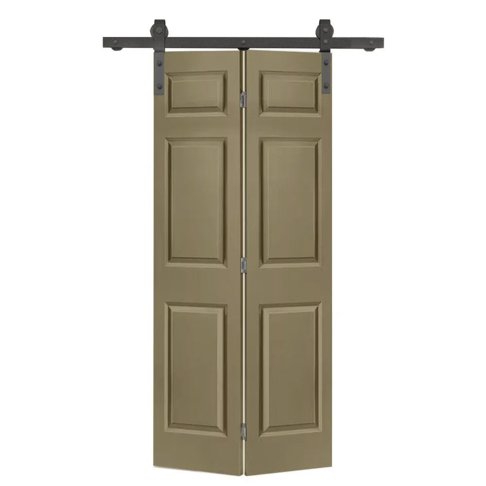 Paneled MDF Composite Bifold Barn Door with Installation Hardware Kit Calhome Size: 30" x 84" Finish: Olive Green