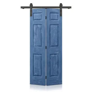 Paneled MDF Composite Bifold Barn Door with Installation Hardware Kit Calhome Size: 36" x 80" Finish: Vintage Blue