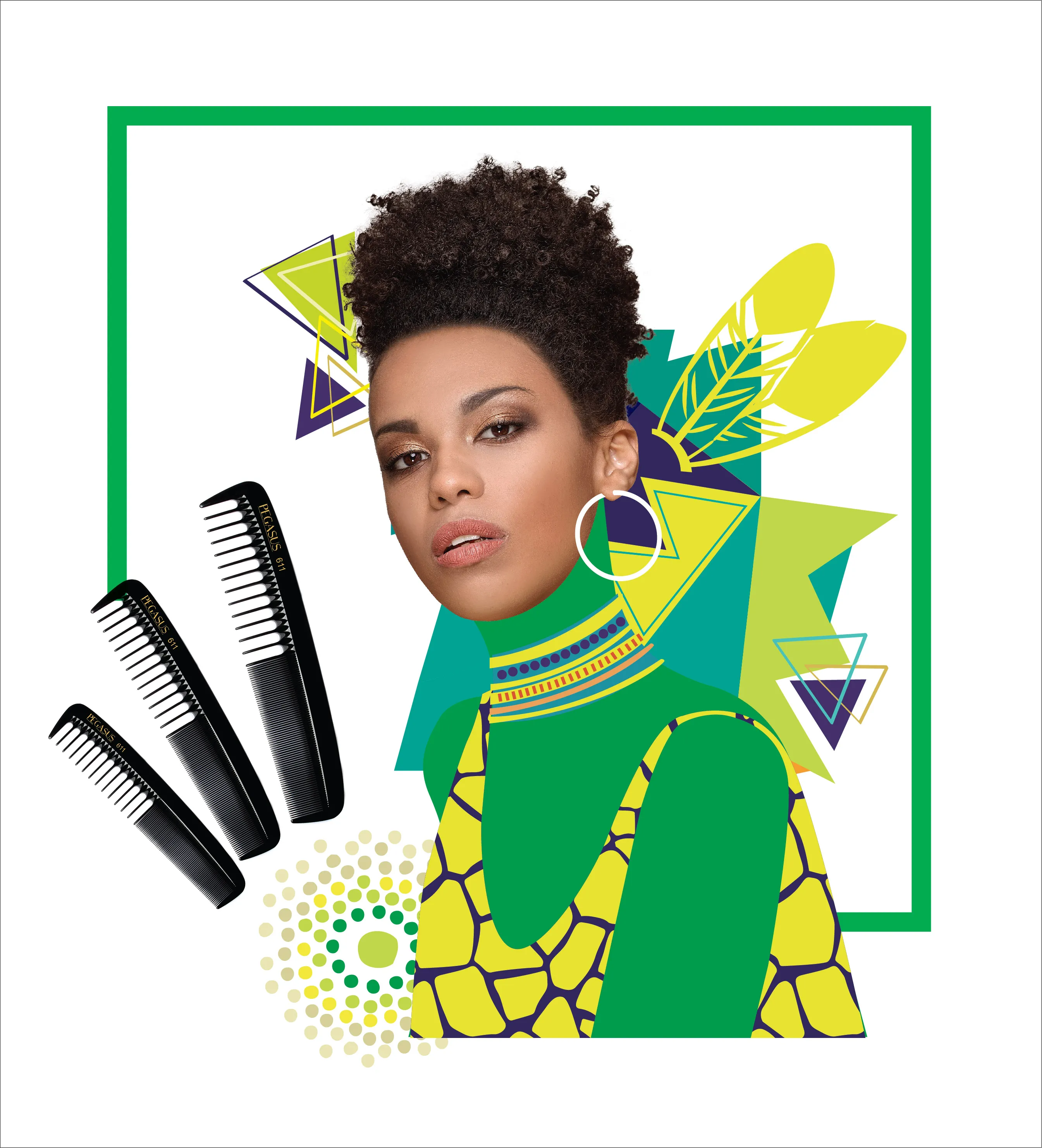 Pegasus 212, 8.25in Hard Rubber Styling Comb with Extra Course and Fine Teeth, Smooth Edges, Anti Static, Heat and Chemically Resistant, Wet Hair, Everyday Grooming Comb | Peines de goma dura - Black