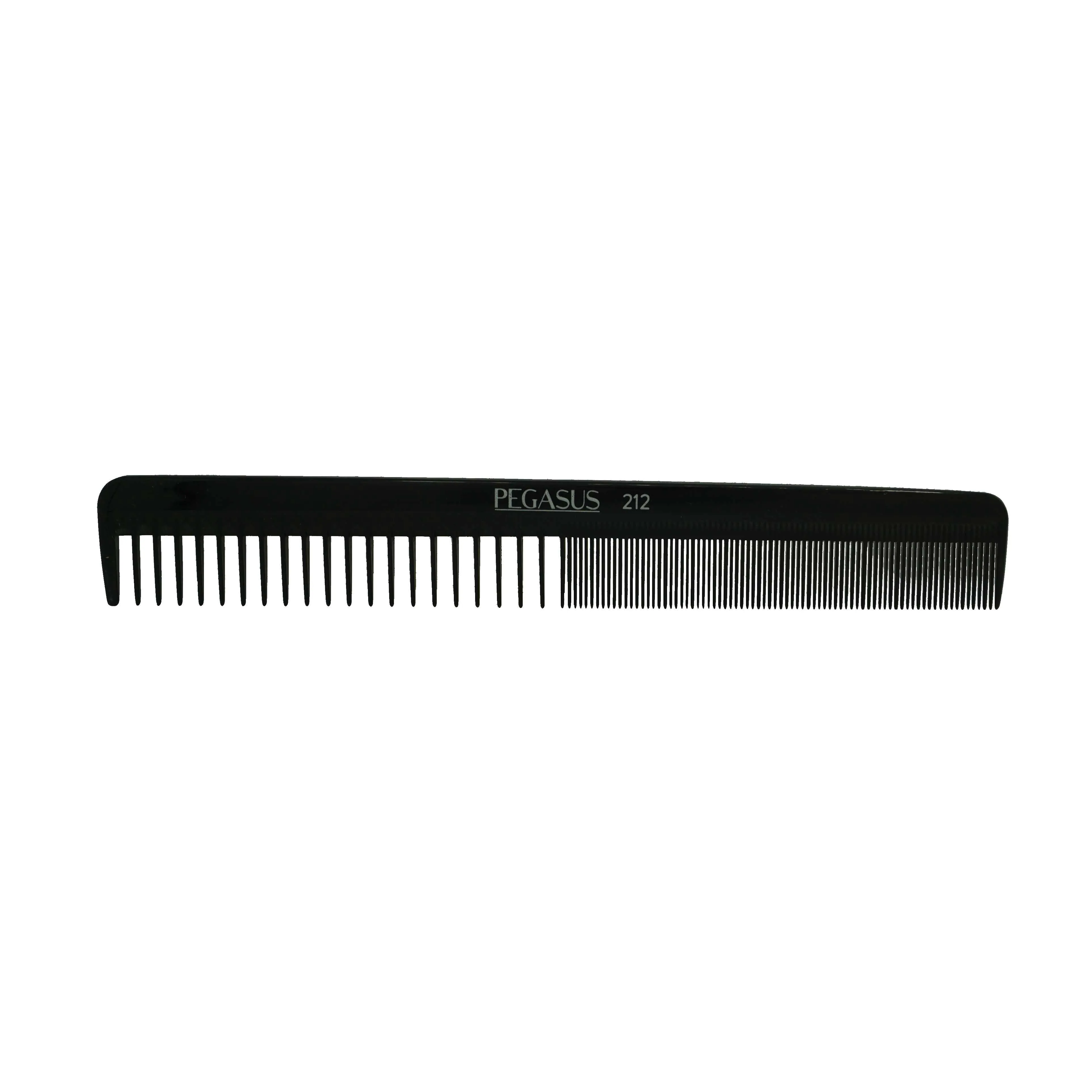 Pegasus 212, 8.25in Hard Rubber Styling Comb with Extra Course and Fine Teeth, Smooth Edges, Anti Static, Heat and Chemically Resistant, Wet Hair, Everyday Grooming Comb | Peines de goma dura - Black