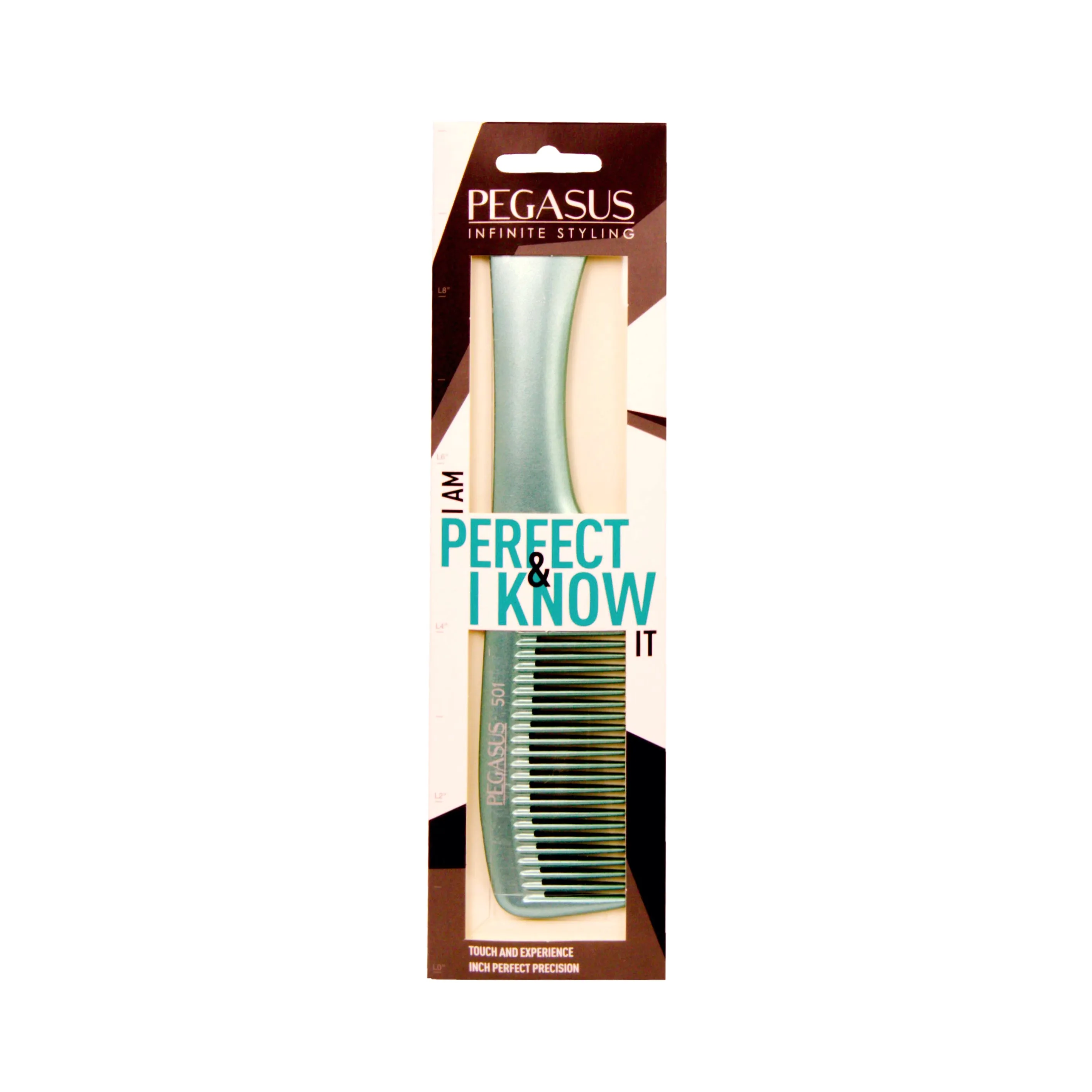 Pegasus MICOLOR 501, 9in Hard Rubber Handle Comb, Handmade, Seamless, Smooth Edges, Anti Static, Heat and Chemically Resistant, Wet Hair, Everyday Grooming Comb | Peines de goma dura - Green