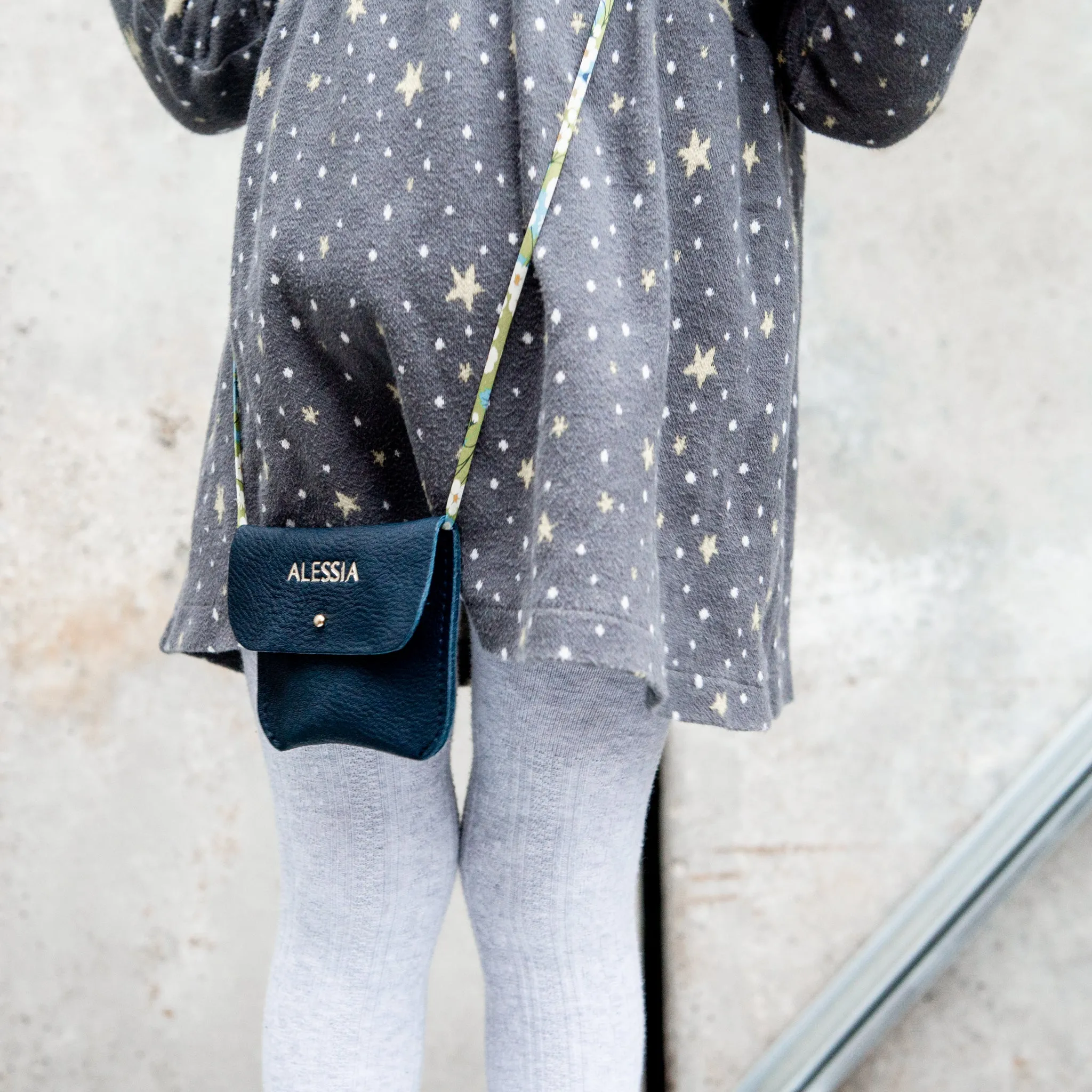 PERSONALISED KIDS SHOULDER PURSE WITH LIBERTY PRINT STRAP