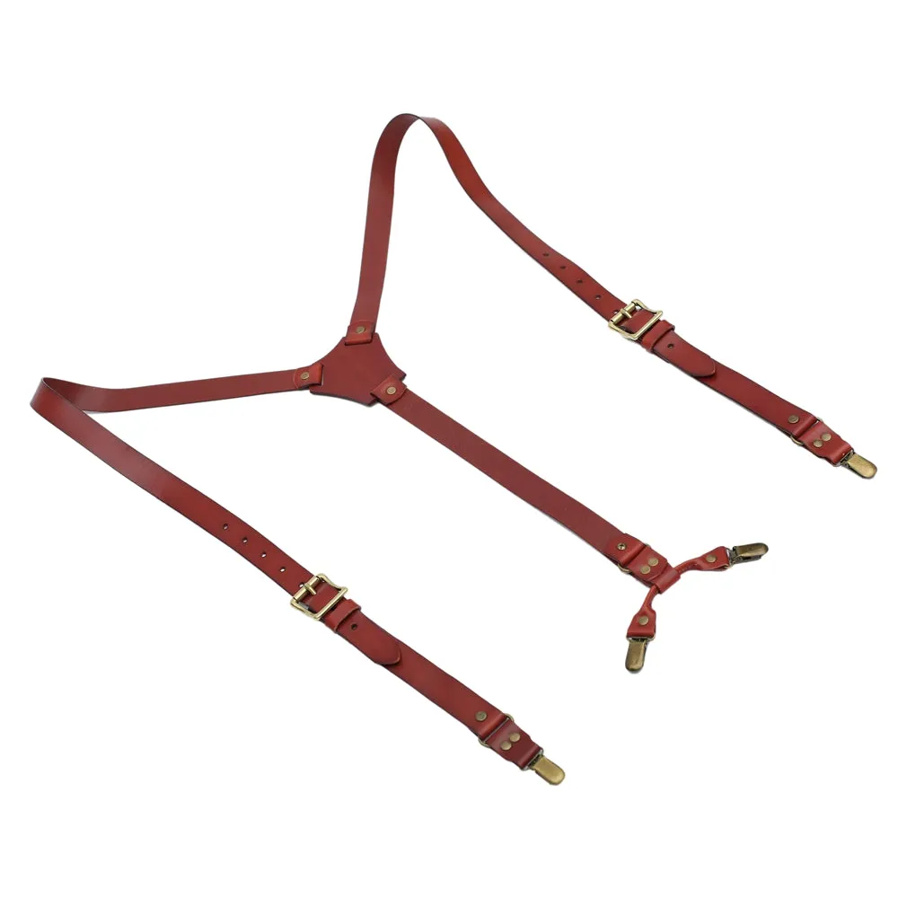 Personalized Handmade Leather Suspenders, Wedding Groomsmen Suspender, Brown Leather Suspenders, Mens Suspenders, Party Suspenders, Casual Suspenders