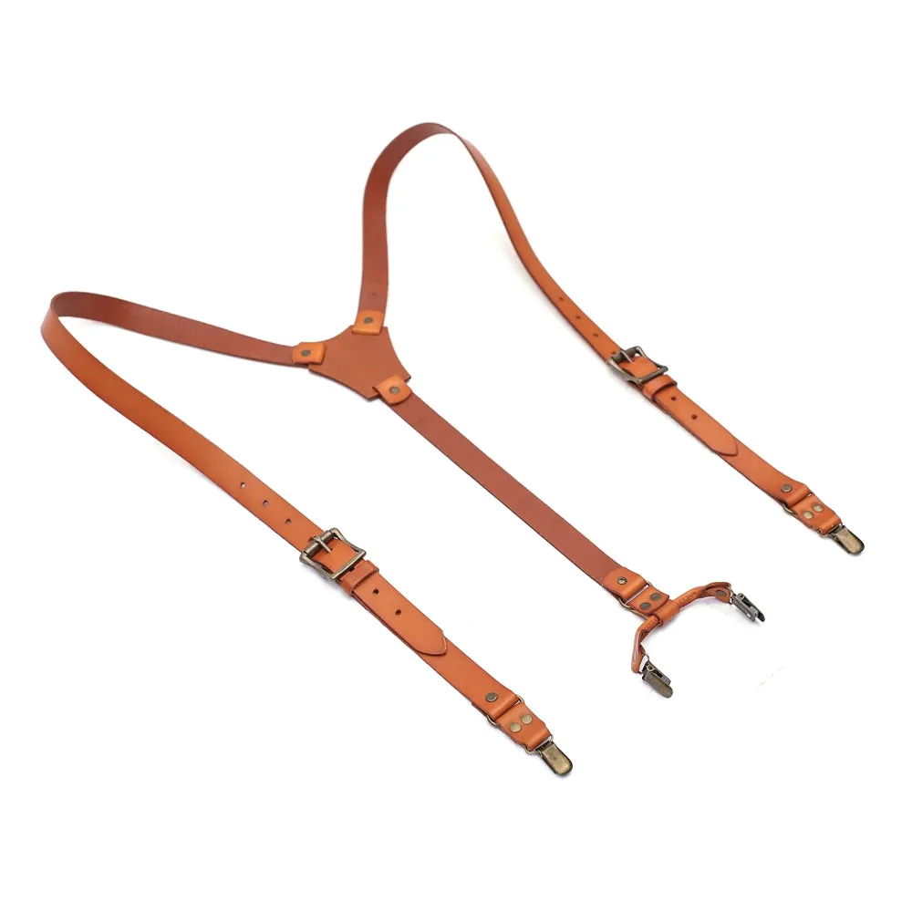 Personalized Handmade Leather Suspenders, Wedding Groomsmen Suspender, Brown Leather Suspenders, Mens Suspenders, Party Suspenders, Casual Suspenders